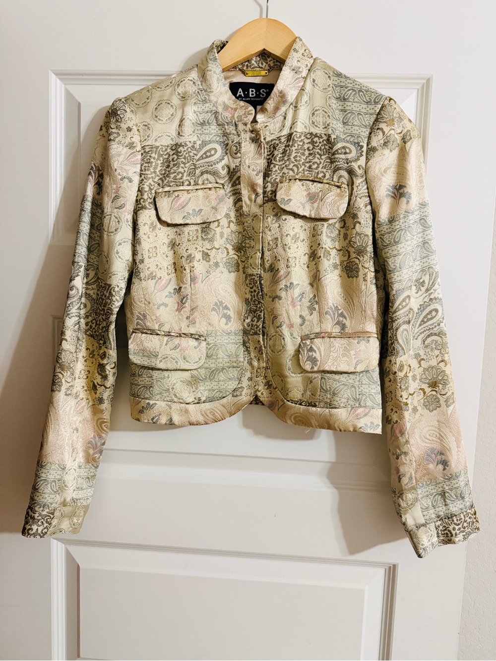 Allen B. by Allen Schwartz Cream Paisley Quilted Blazer